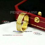 Perfect Replica Best Cartier Love Rings - Yellow Gold Full Diamond